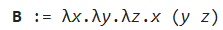 B := λx.λy.λz.x (y z)